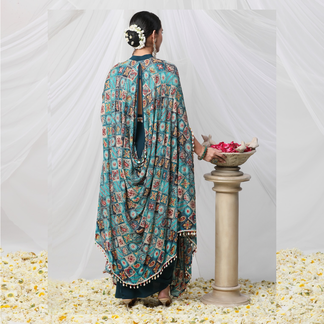 MAYUR COWL CAPE SET
