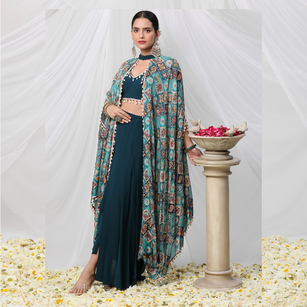 MAYUR COWL CAPE SET