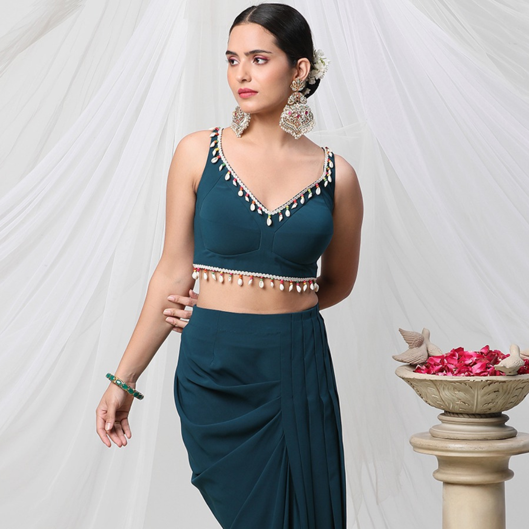 MAYUR COWL CAPE SET