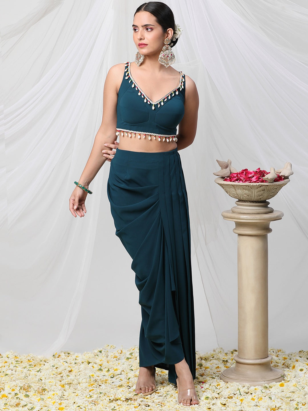 MAYUR COWL CAPE SET