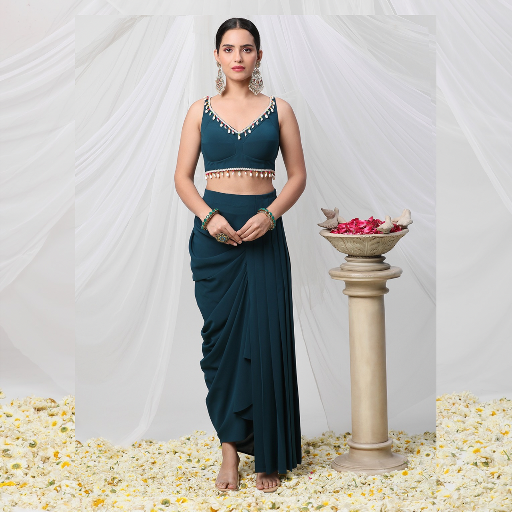 MAYUR COWL CAPE SET