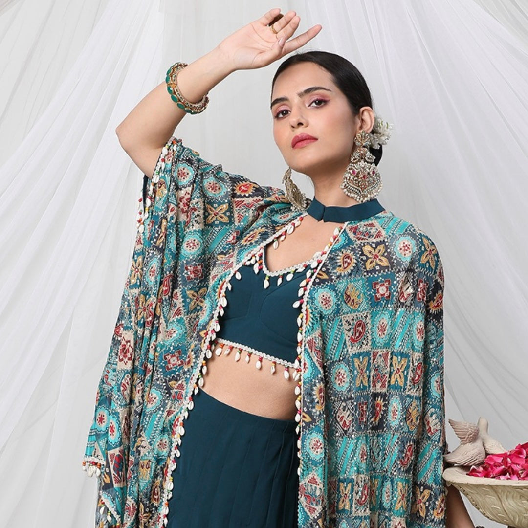 MAYUR COWL CAPE SET