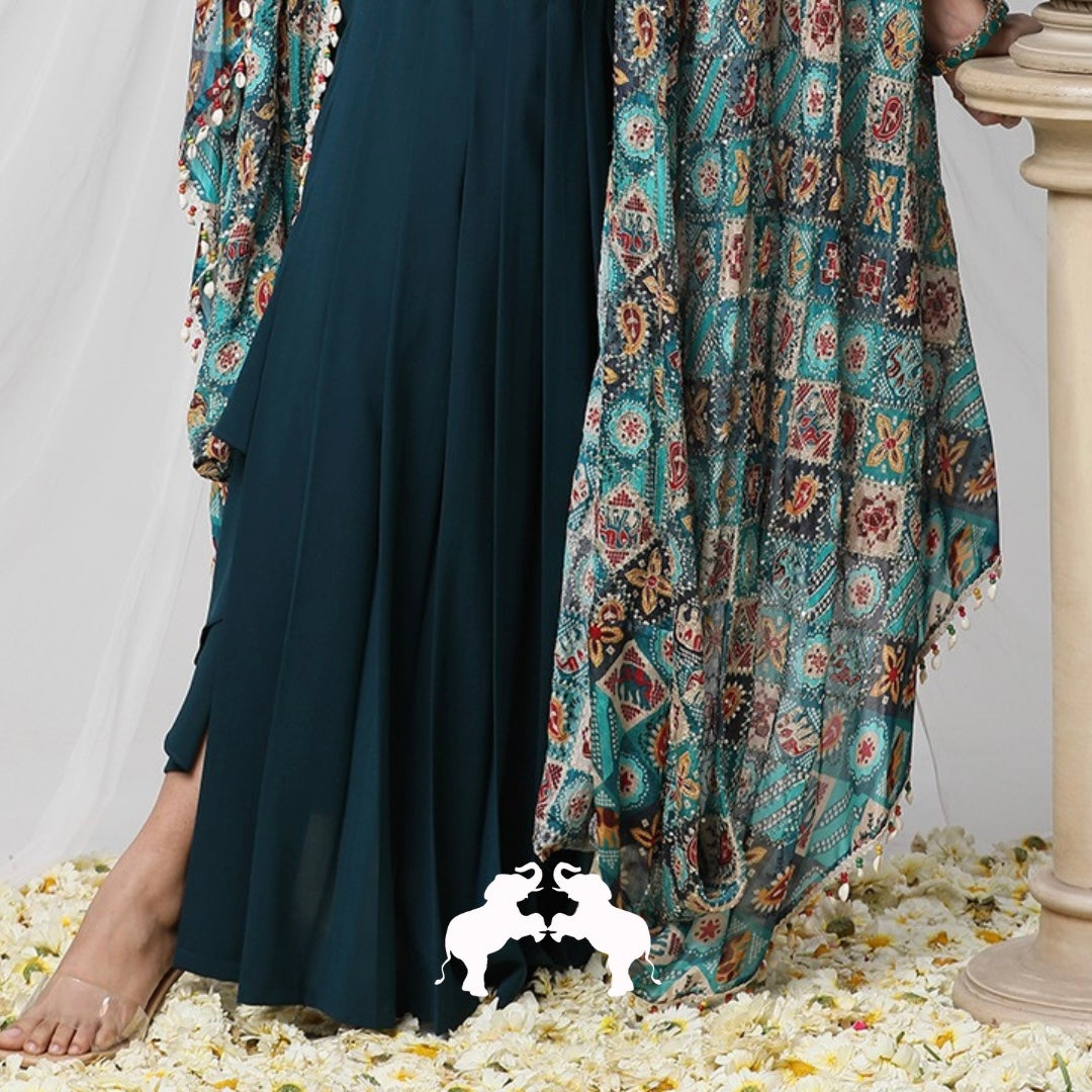 MAYUR COWL CAPE SET