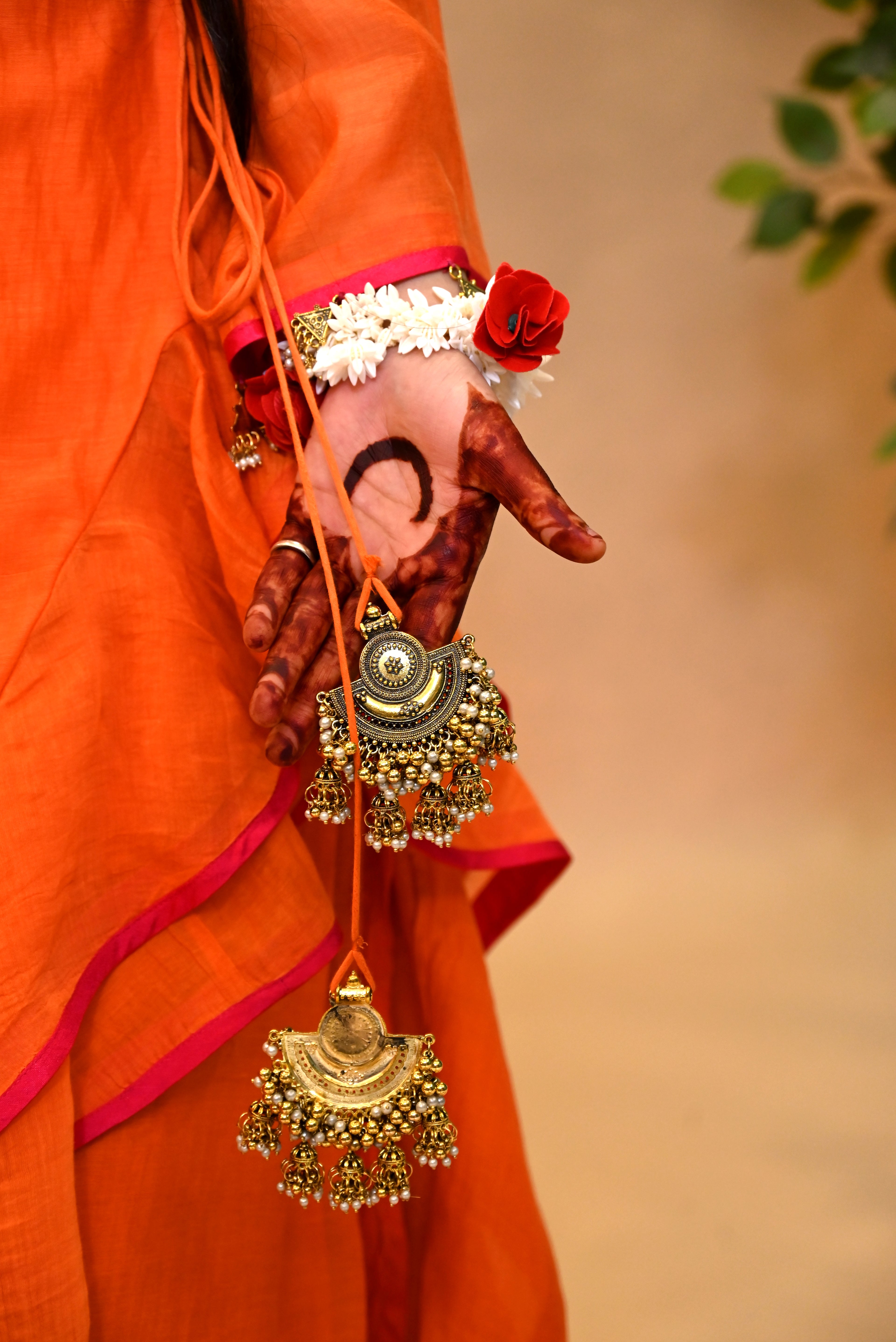 JEWAR BURN ORANGE ANGRAKHA SUIT SET