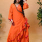 JEWAR Burn Orange Angrakha Suit Set