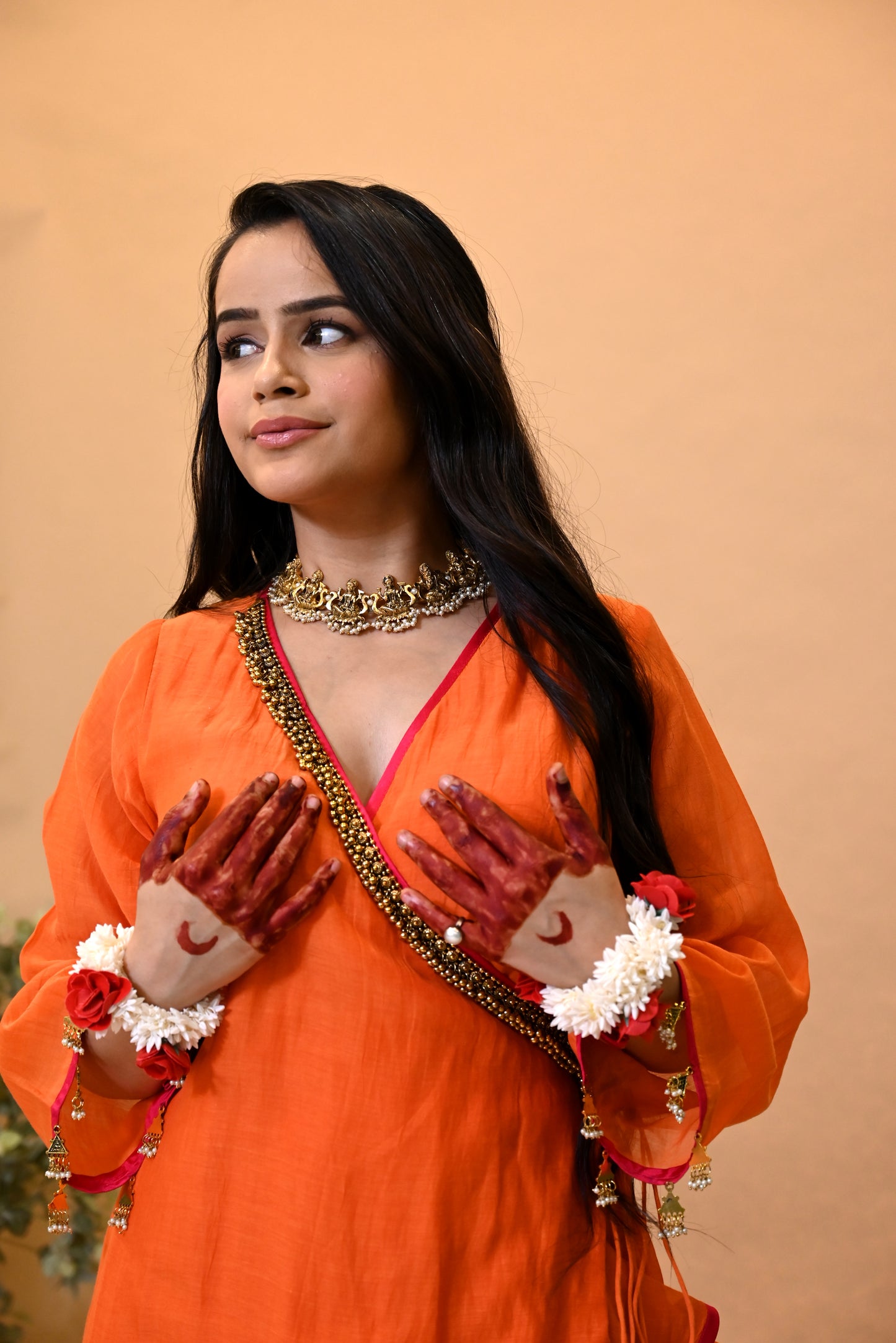 JEWAR Burn Orange Angrakha Suit Set
