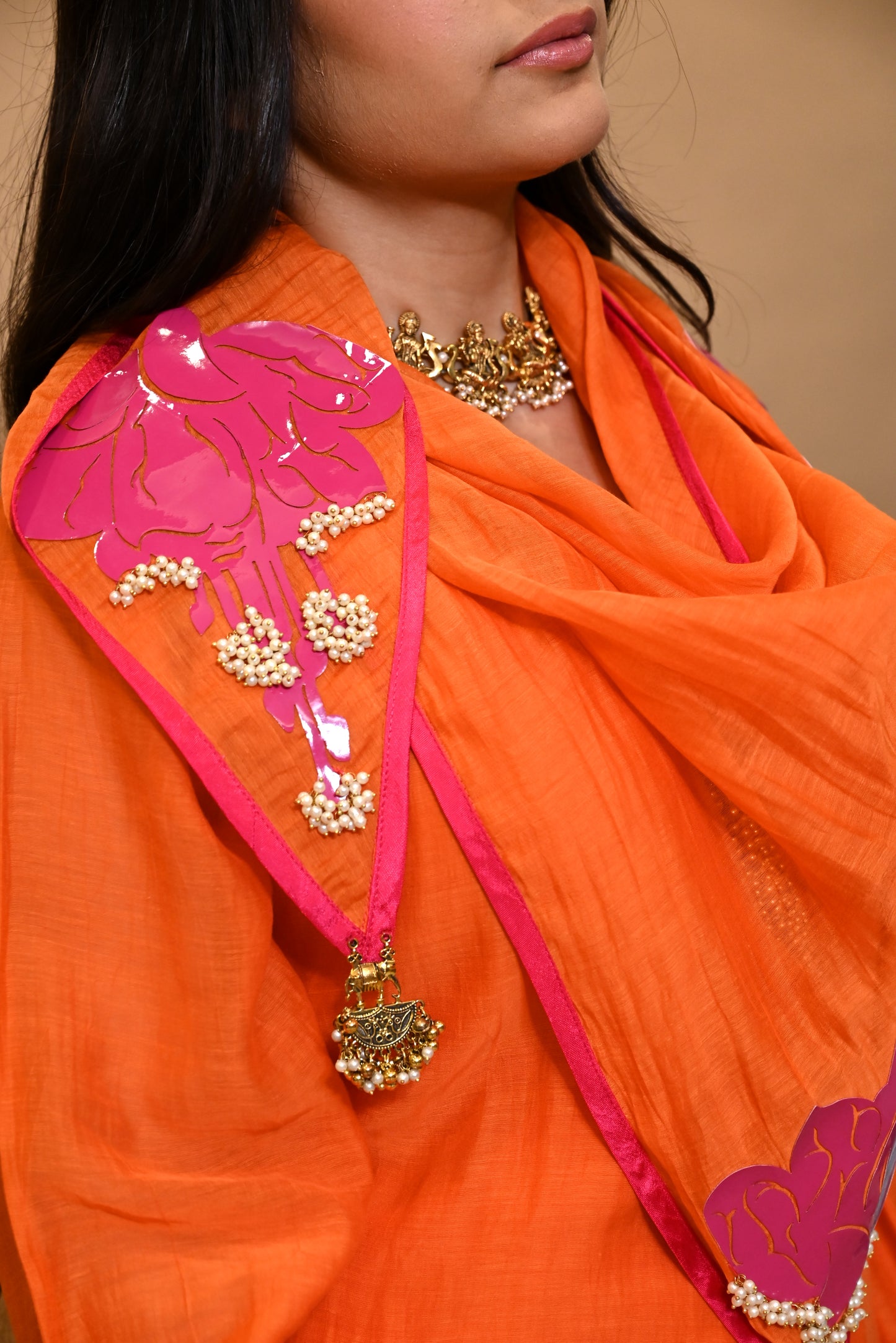 JEWAR Burn Orange Angrakha Suit Set