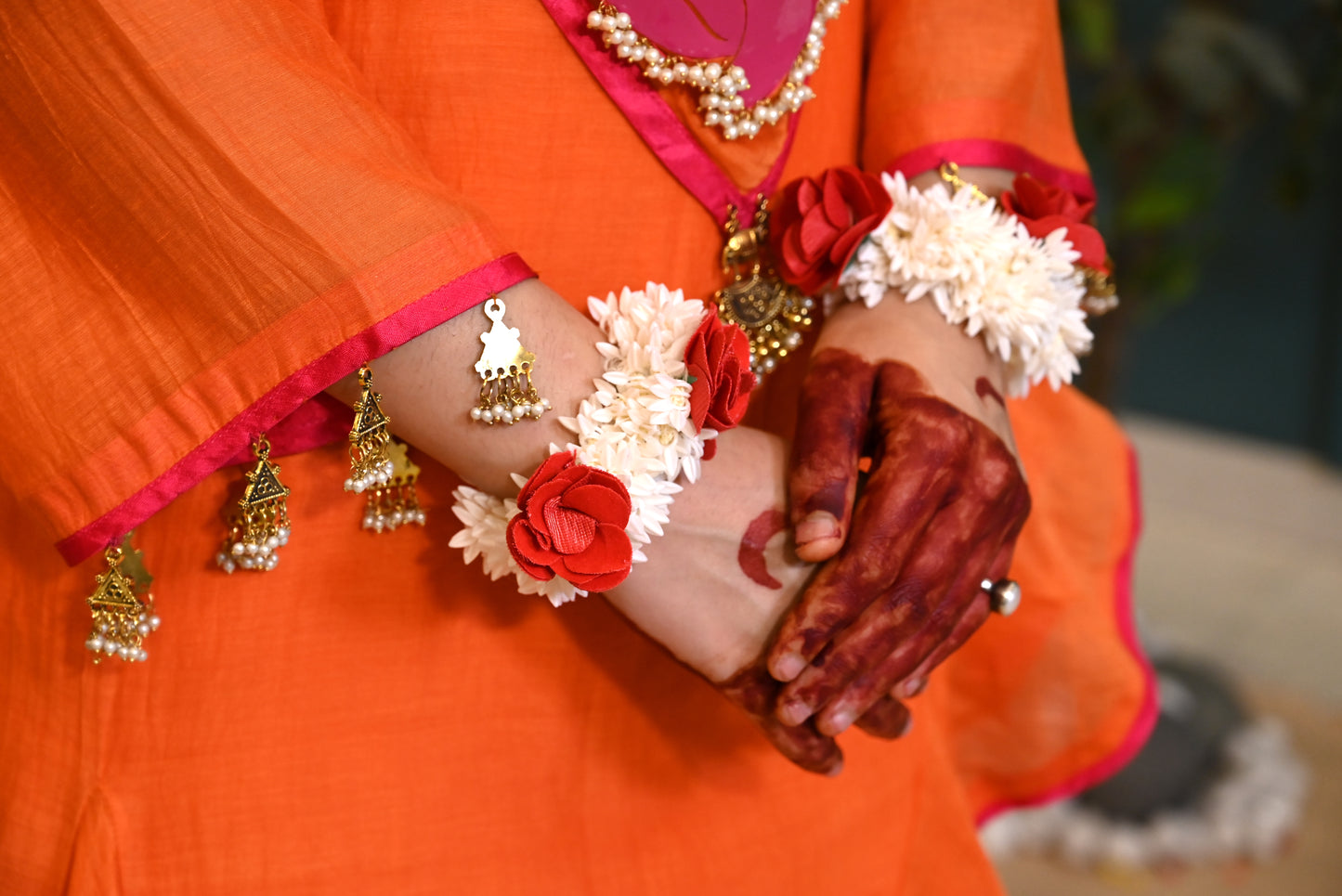 JEWAR Burn Orange Angrakha Suit Set