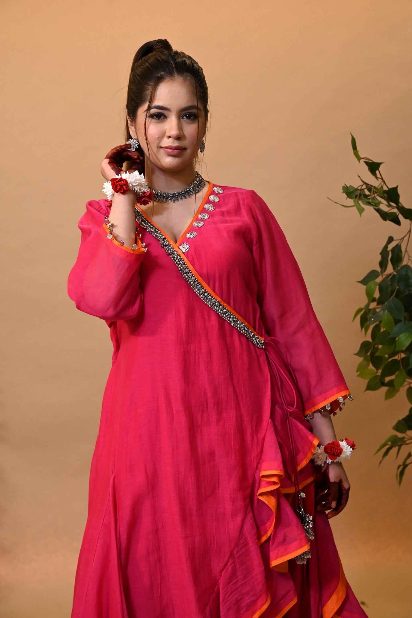 JEWAR Pink Angrakha Suit Set
