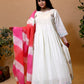 CHANDBALI_ Off white mul cotton suit set