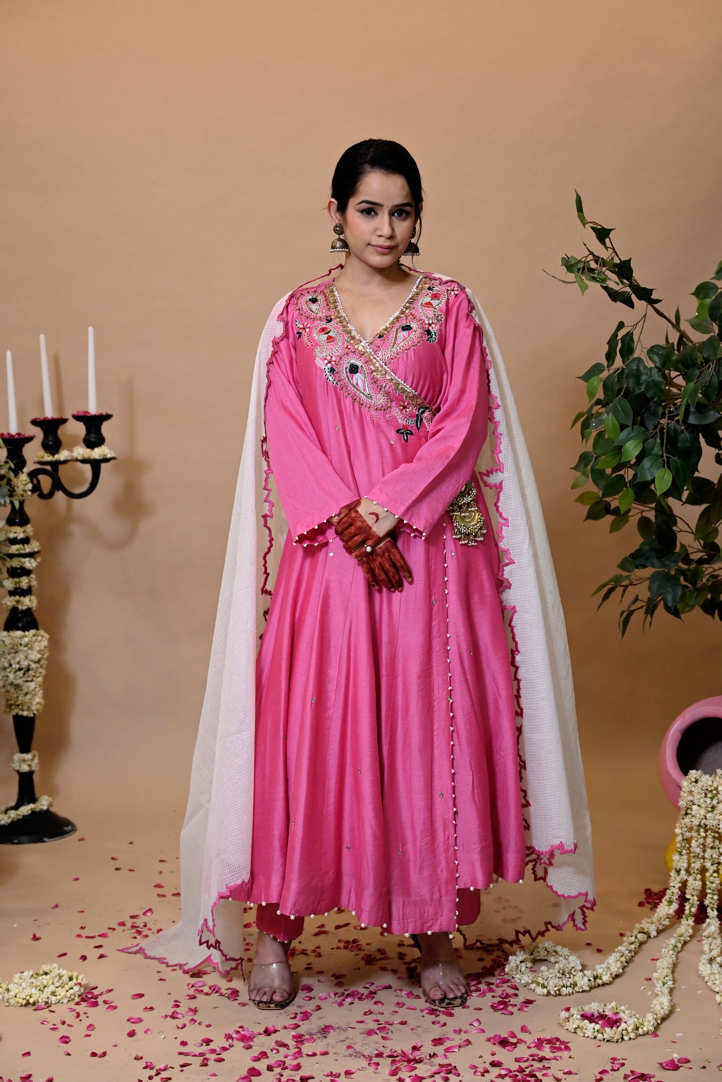 POSHAK Collection – “Gulaabi Adaa” Silk Chanderi Anarkali Set