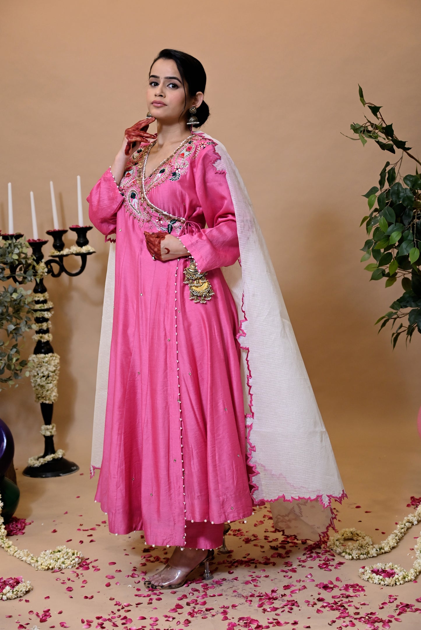 POSHAK Collection – “Gulaabi Adaa” Silk Chanderi Anarkali Set