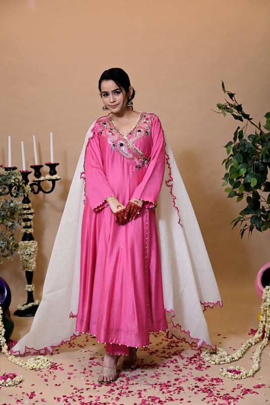 POSHAK Collection – “Gulaabi Adaa” Silk Chanderi Anarkali Set