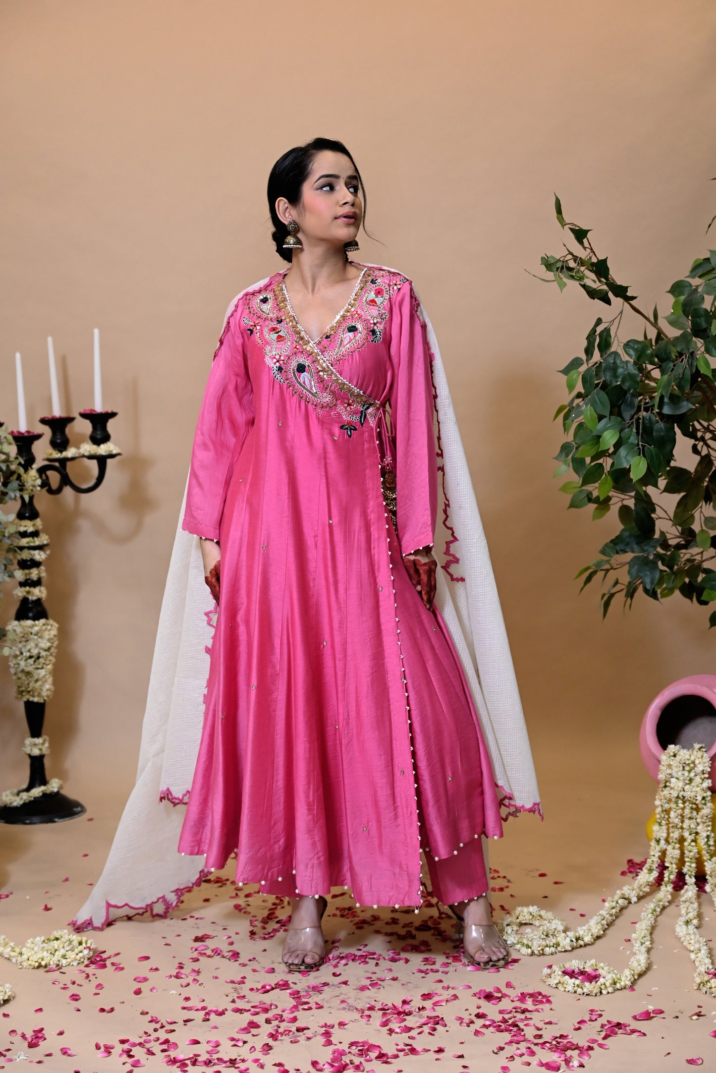 POSHAK Collection – “Gulaabi Adaa” Silk Chanderi Anarkali Set