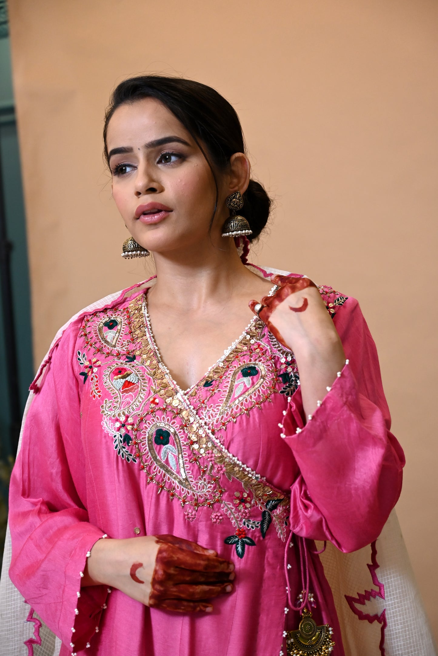 POSHAK Collection – “Gulaabi Adaa” Silk Chanderi Anarkali Set