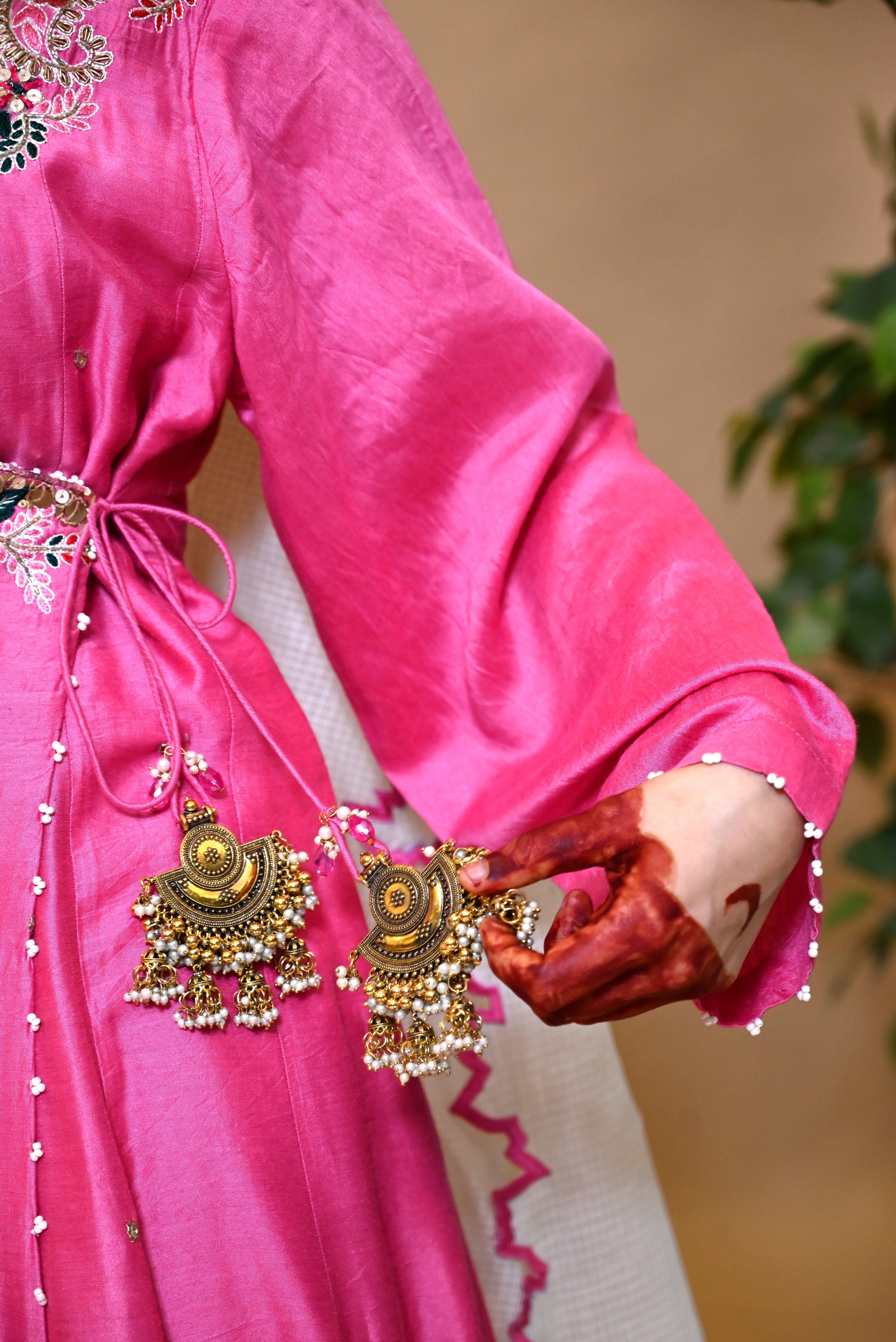 POSHAK COLLECTION – “GULAABI ADAA” SILK CHANDERI ANARKALI SET