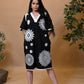 Black Poplin Pearl Embroidered Dress