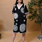 Black Poplin Pearl Embroidered Dress