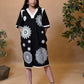 Black Poplin Pearl Embroidered Dress