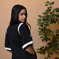 Black Poplin Pearl Embroidered Dress
