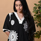 Black Poplin Pearl Embroidered Dress