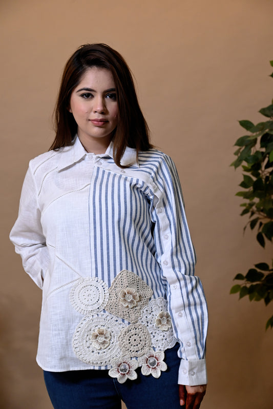 BLUE STRIPE LINEN SHIRT