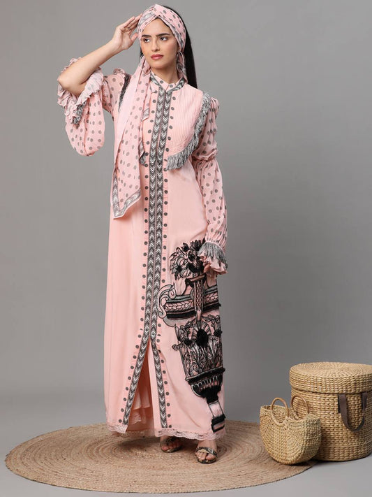 Pink Printed Long Dress