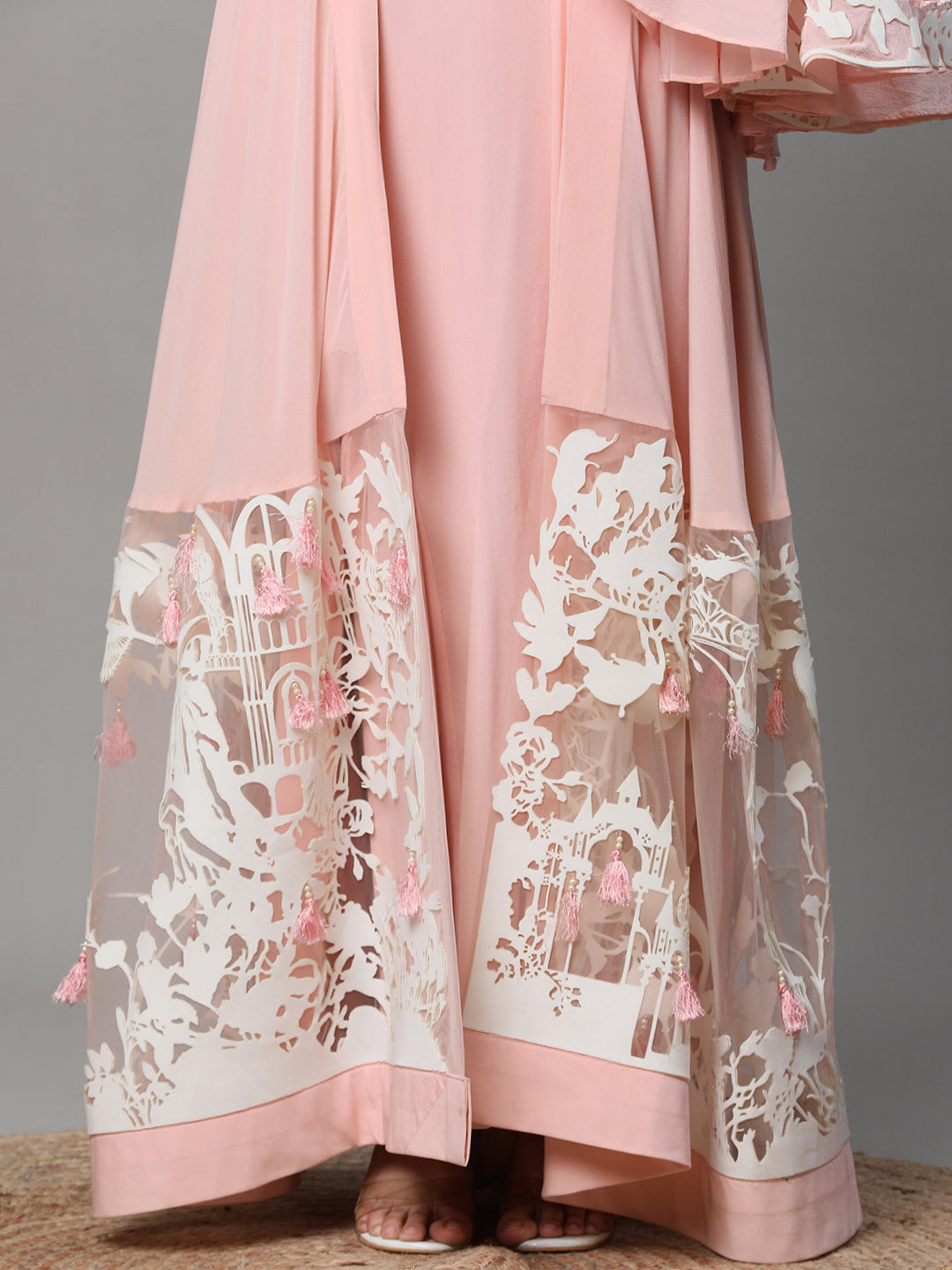 CREPE GOWN WITH A GRACEFUL CAPE