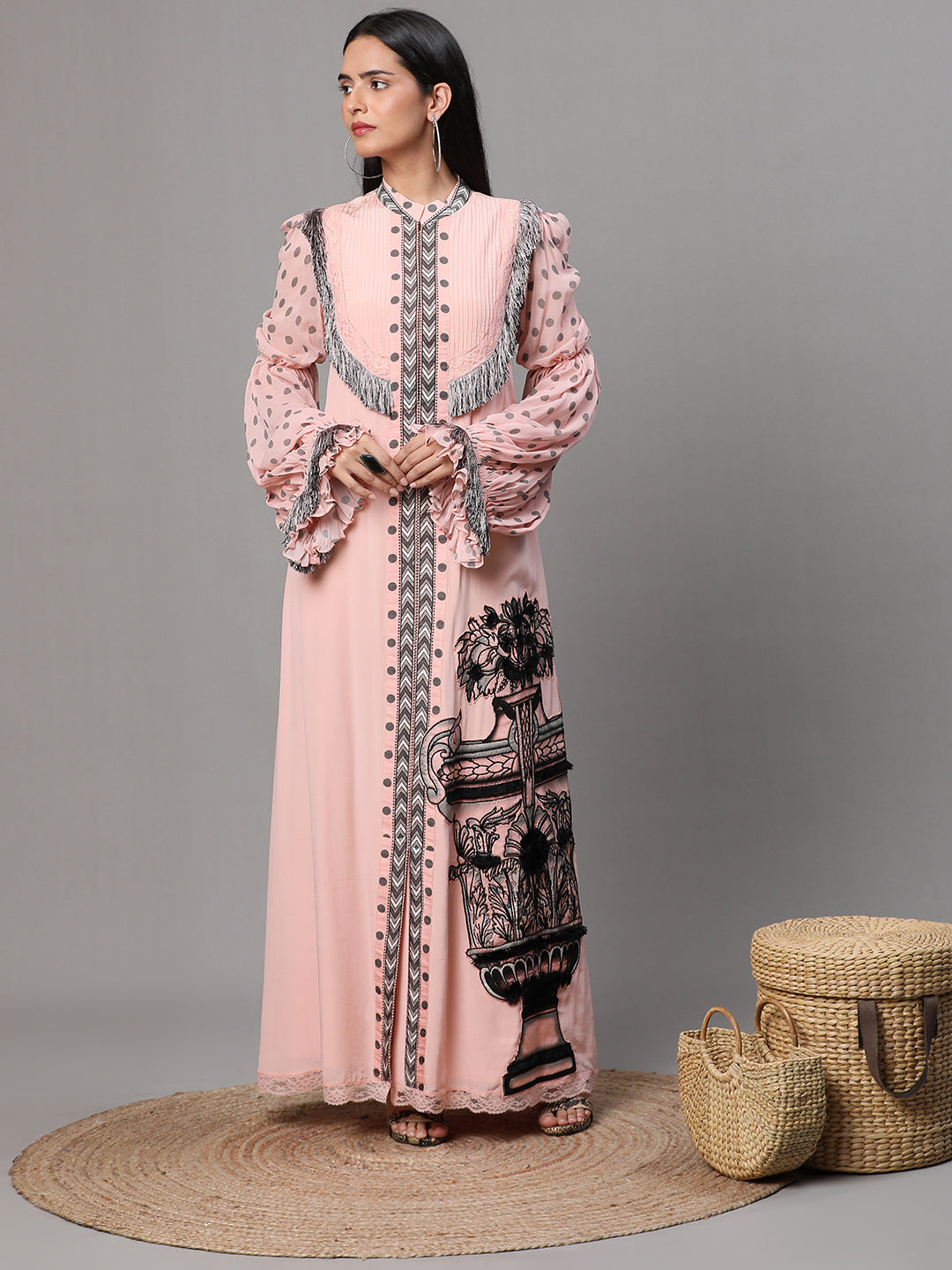 Pink Printed Long Dress