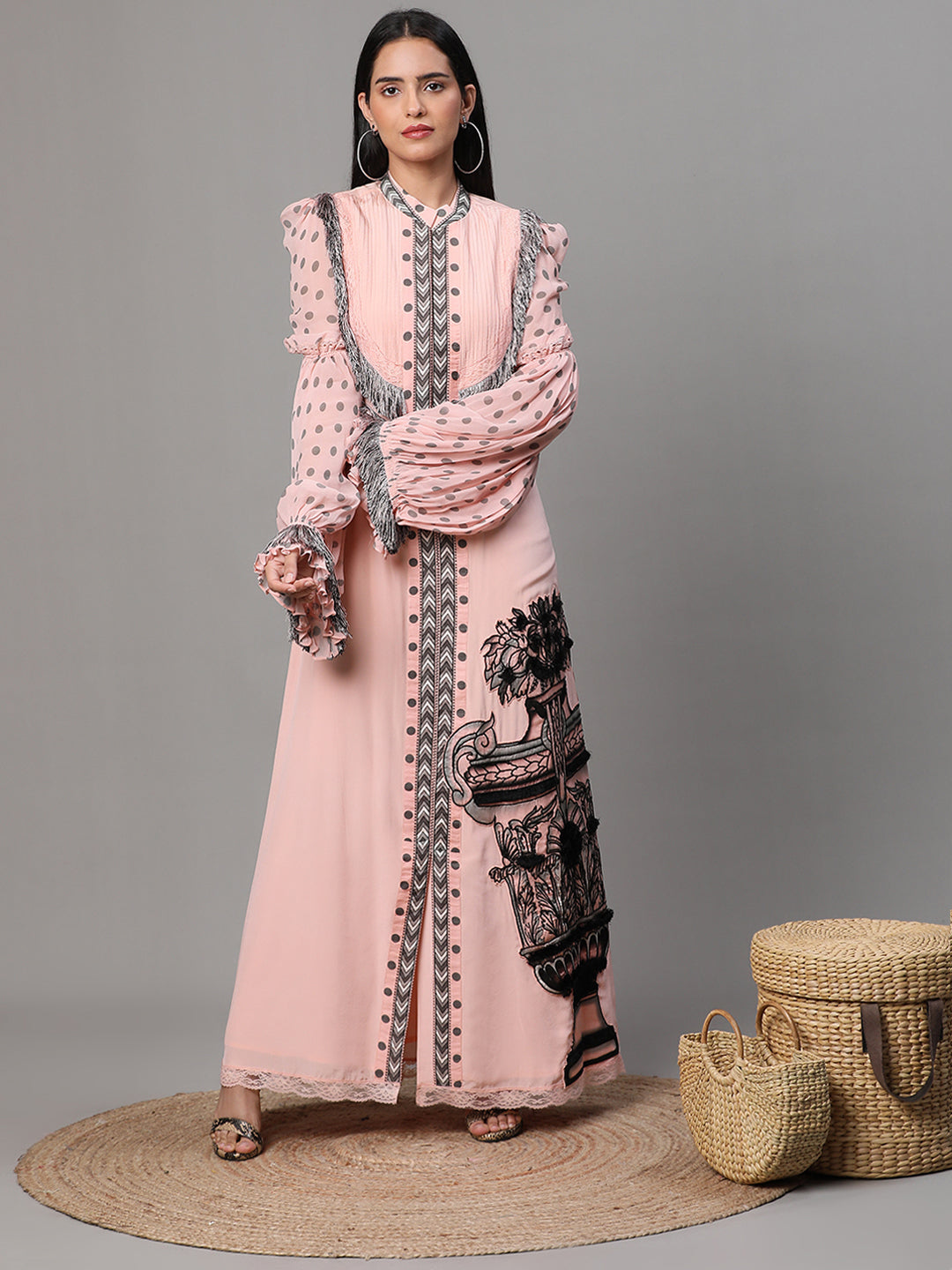 Pink Printed Long Dress