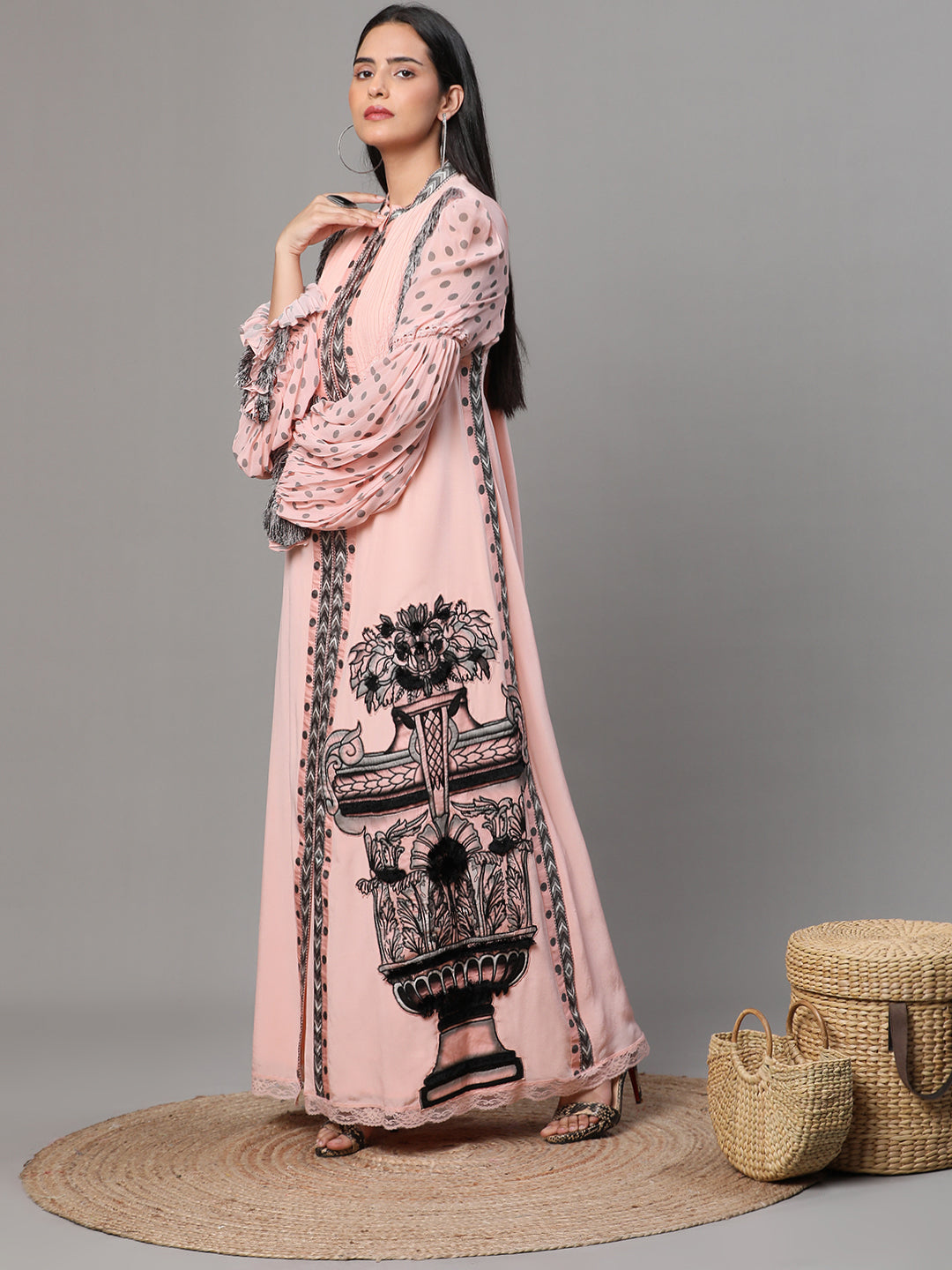 Pink Printed Long Dress