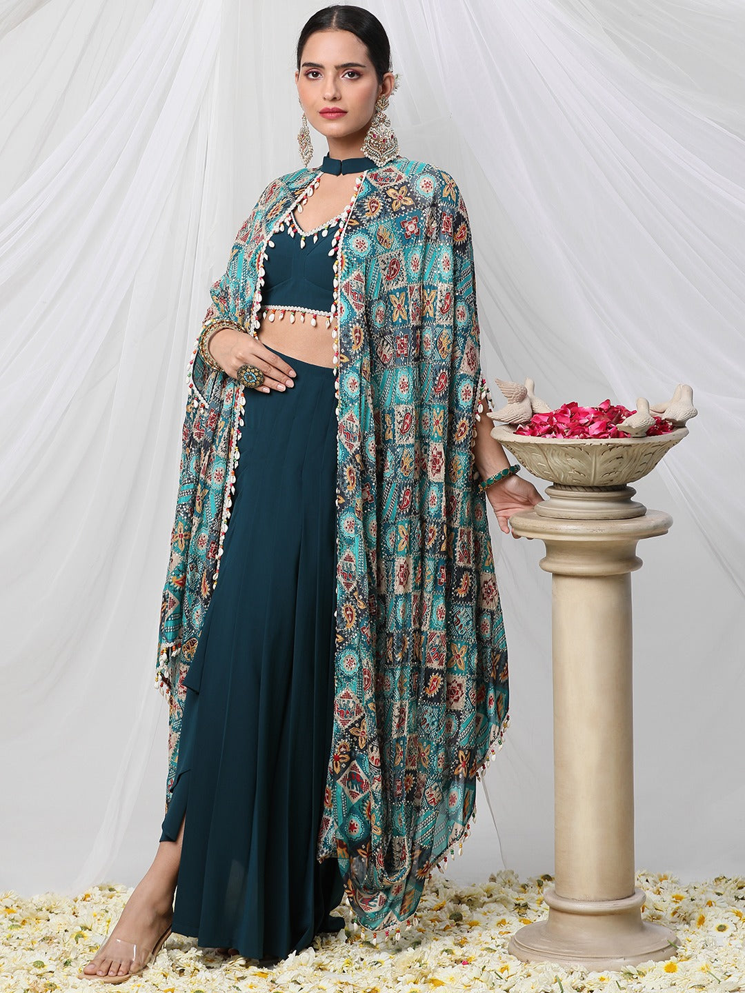 MAYUR COWL CAPE SET