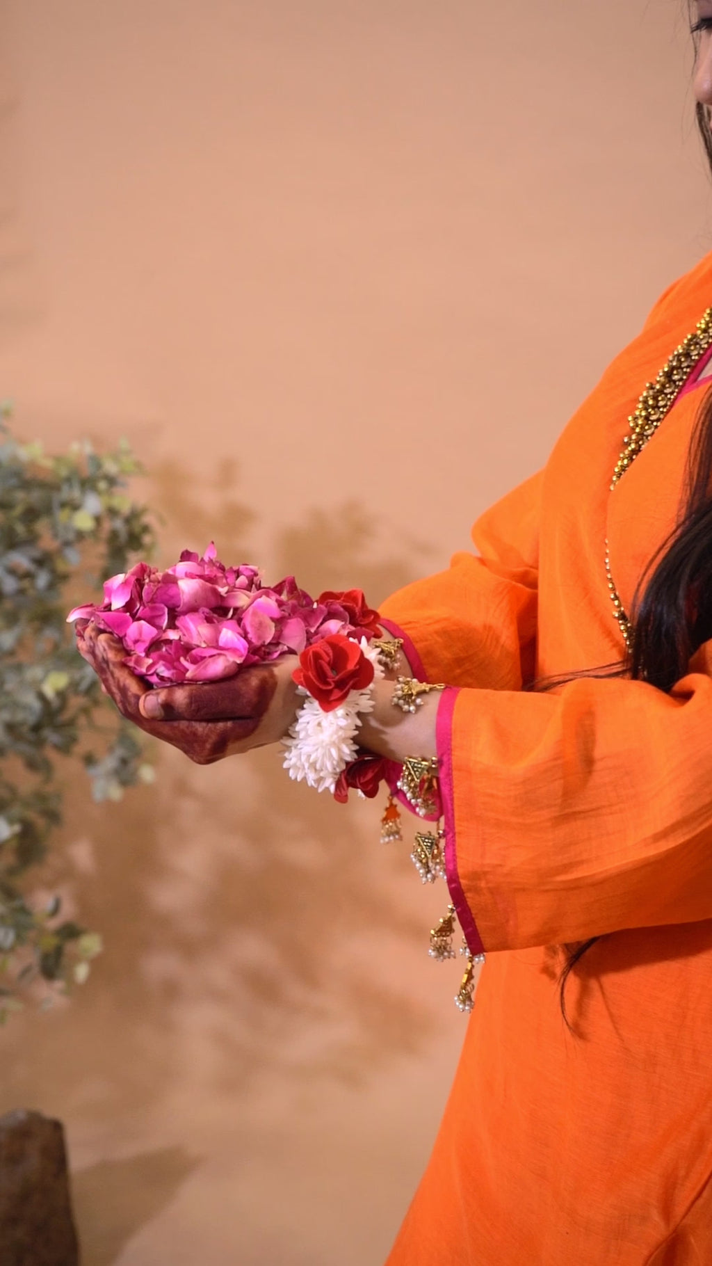 JEWAR BURN ORANGE ANGRAKHA SUIT SET