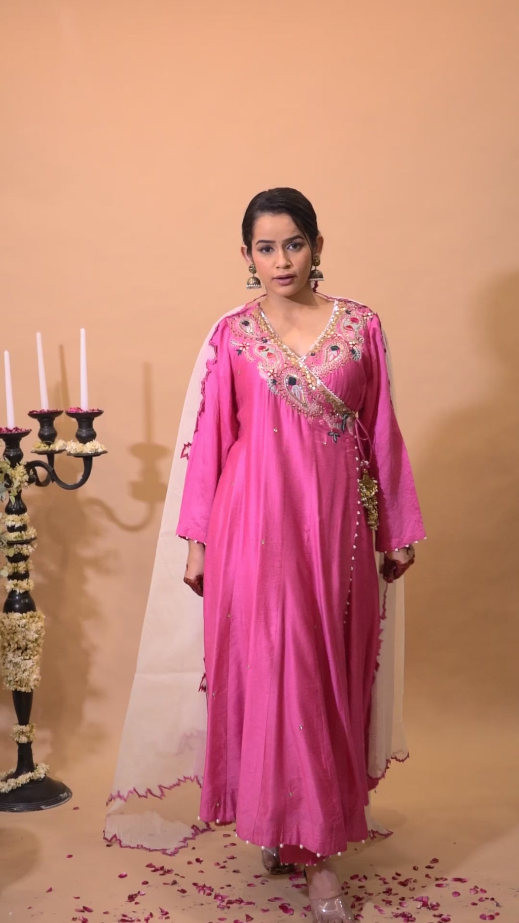POSHAK COLLECTION – “GULAABI ADAA” SILK CHANDERI ANARKALI SET